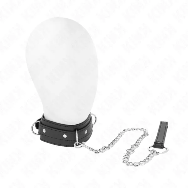 Halskette mit Leine 65 cm 3 Ring Modell 1 Verstellbar 38-49 cm X 5 cm von Kink Collar & Gag | Fesselliebe.de