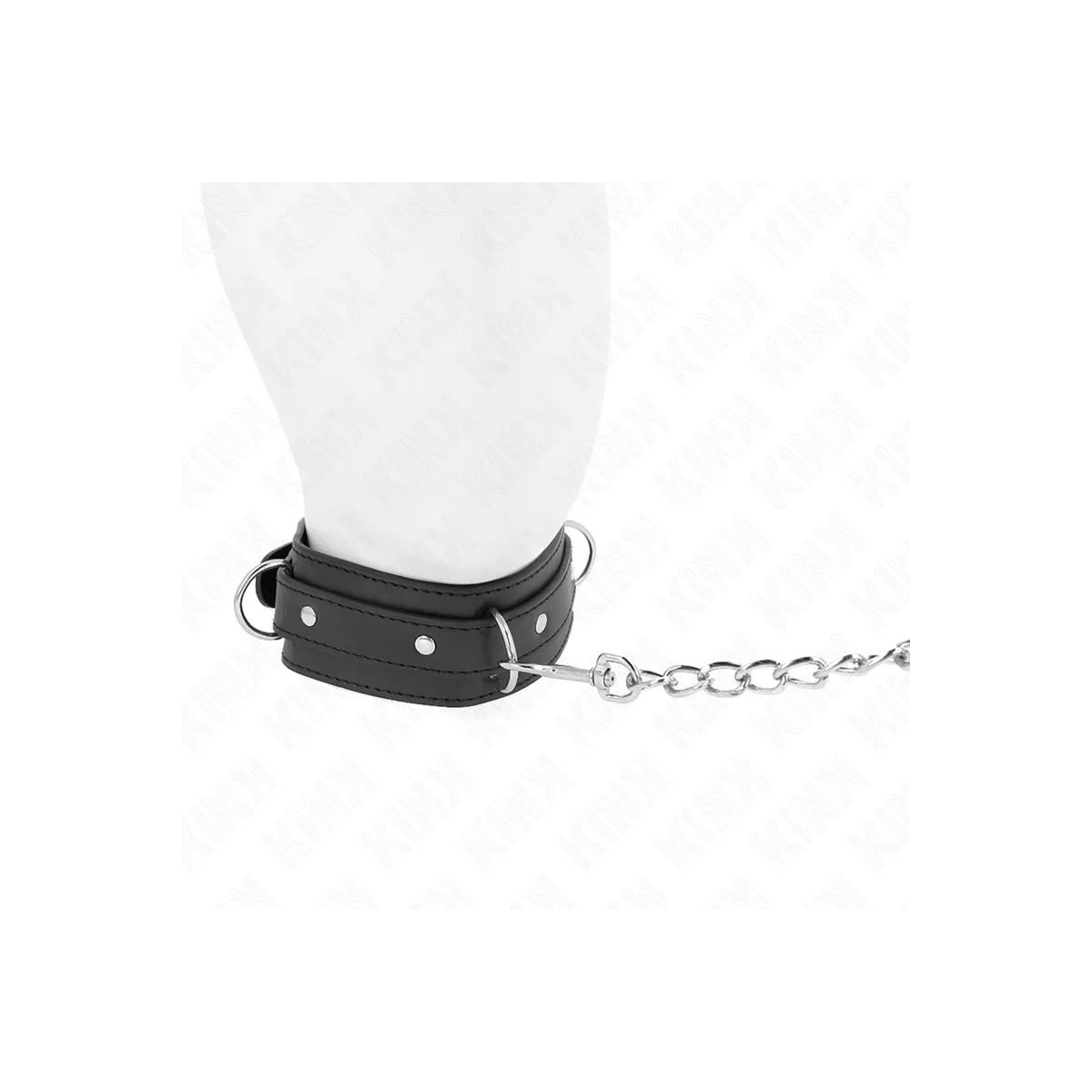 Halskette mit Leine 65 cm 3 Ring Modell 1 Verstellbar 38-49 cm X 5 cm von Kink Collar & Gag | Fesselliebe.de