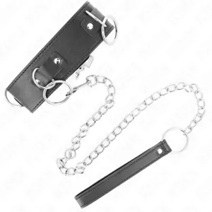 Halskette mit Leine 65 cm 3 Ring Modell 2 Verstellbar 36-43 cm X 5 cm von Kink Collar & Gag