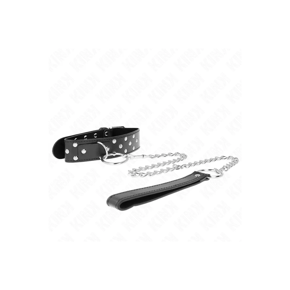 Ring Nieten Band Halskette mit Gürtel 65 cm Schwarz Verstellbar 36-50 cm X 3,8 cm von Kink Collar & Gag | Fesselliebe.de