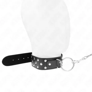 Ring Nieten Band Halskette mit Gürtel 65 cm Schwarz Verstellbar 36-50 cm X 3,8 cm von Kink Collar & Gag