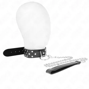 Ring Nieten Band Halskette mit Gürtel 65 cm Schwarz Verstellbar 36-50 cm X 3,8 cm von Kink Collar & Gag