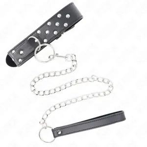 Ring Nieten Band Halskette mit Gürtel 65 cm Schwarz Verstellbar 36-50 cm X 3,8 cm von Kink Collar & Gag
