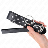Ring Nieten Band Halskette mit Gürtel 65 cm Schwarz Verstellbar 36-50 cm X 3,8 cm von Kink Collar & Gag | Fesselliebe.de