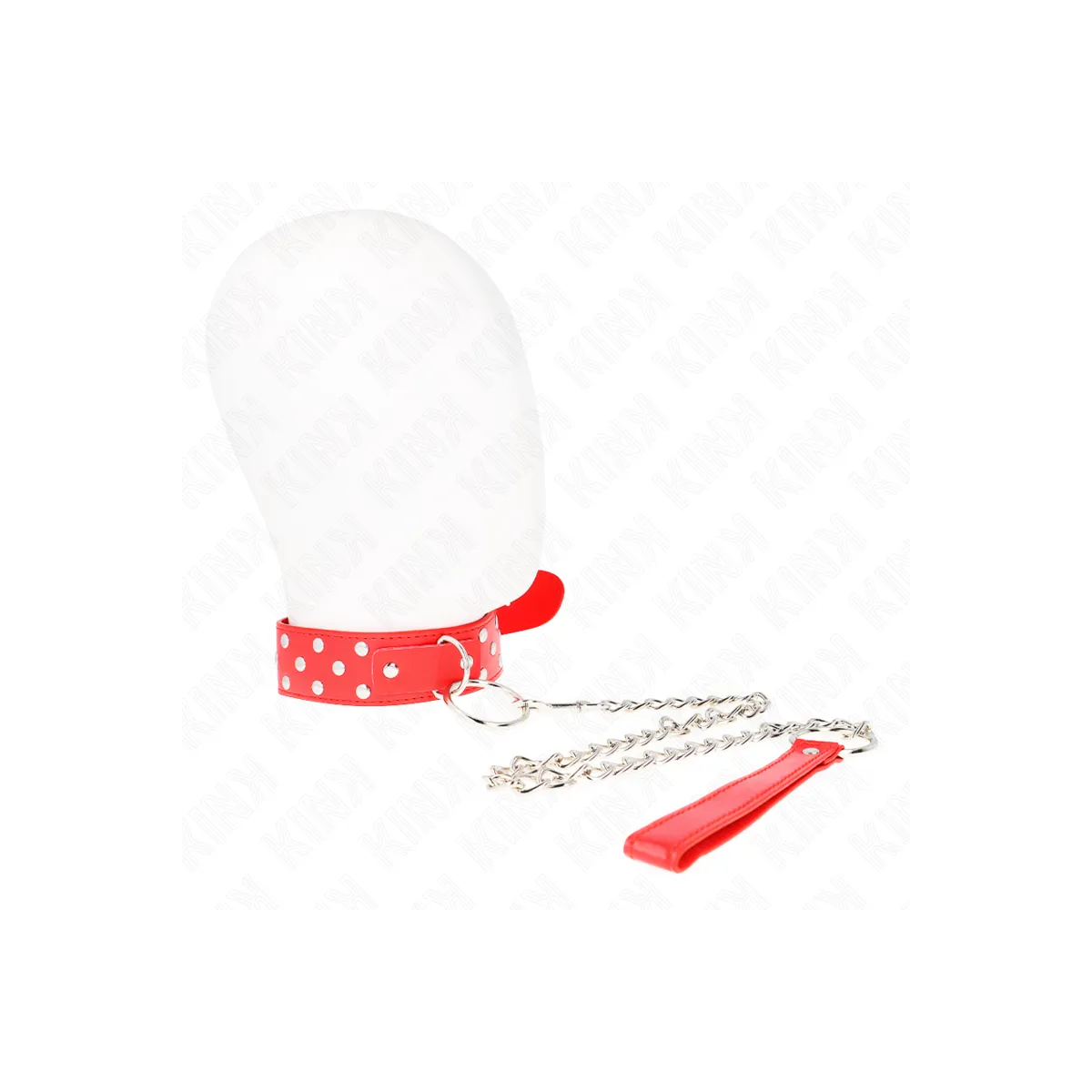 Ring Nieten Band Halskette mit Gürtel 65 cm Rot Verstellbar 36-50 cm X 3,8 cm von Kink Collar & Gag | Fesselliebe.de