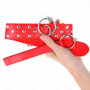 Ring Nieten Band Halskette mit Gürtel 65 cm Rot Verstellbar 36-50 cm X 3,8 cm von Kink Collar & Gag