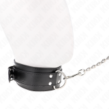 Halskette mit Riemen 65 cm Silber Schnallen Verstellbar 33-46 cm X 5,5 cm von Kink Collar & Gag | Fesselliebe.de
