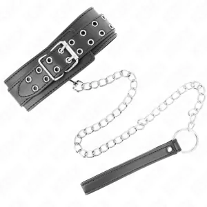 Halskette mit Riemen 65 cm Silber Schnallen Verstellbar 33-46 cm X 5,5 cm von Kink Collar & Gag