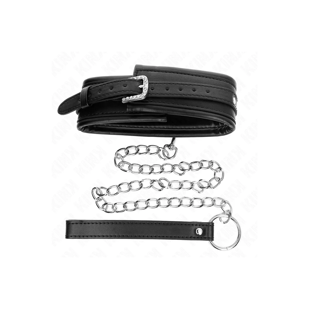 Halskette mit Glänzendem Schnalle-Band 65 cm 48,5 cm X 5,3 cm von Kink Collar & Gag | Fesselliebe.de