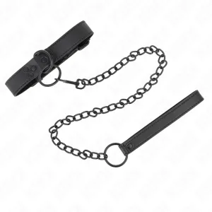 Halsband mit Dunkler Leine 65 cm Verstellbar 37-54 cm X 3 cm von Kink Collar & Gag