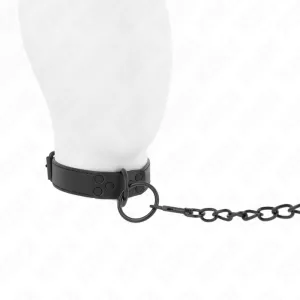 Halsband mit Dunkler Leine 65 cm Verstellbar 37-54 cm X 3 cm von Kink Collar & Gag