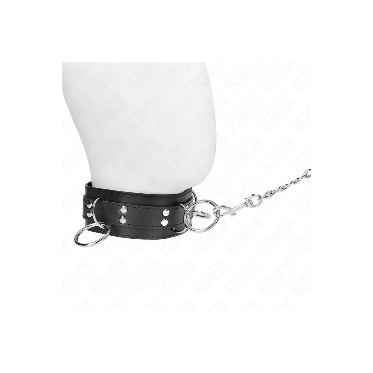 3-Ring-Sklaverei-Halskette mit Band 80 cm 53 X 5 cm von Kink Collar & Gag | Fesselliebe.de