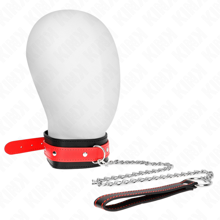 Halskette mit Rotem Band 65 cm Verstellbar 36-43 cm X 5 cm von Kink Collar & Gag | Fesselliebe.de
