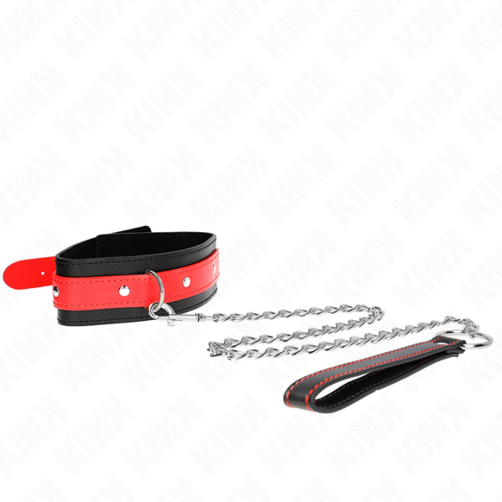 Halskette mit Rotem Band 65 cm Verstellbar 36-43 cm X 5 cm von Kink Collar & Gag | Fesselliebe.de