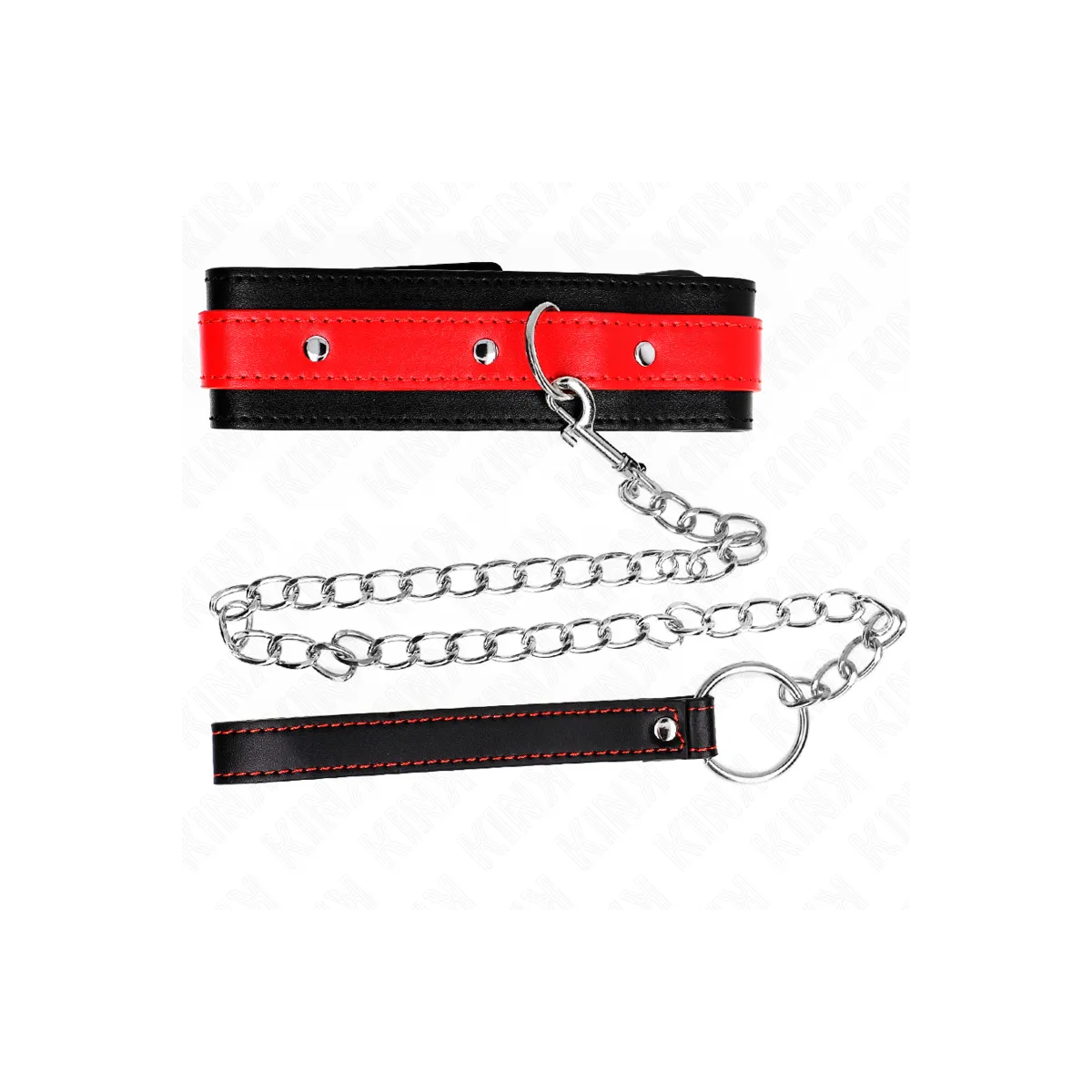 Halskette mit Rotem Band 65 cm Verstellbar 36-43 cm X 5 cm von Kink Collar & Gag | Fesselliebe.de