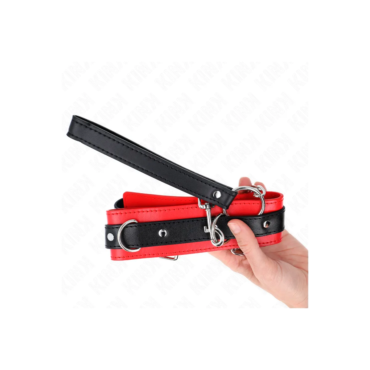 Basismodell Halsband mit Leine 65 cm Modell 3 Rot 53 X 5 cm von Kink Collar & Gag | Fesselliebe.de