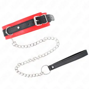 Basismodell Halsband mit Leine 65 cm Modell 3 Rot 53 X 5 cm von Kink Collar & Gag
