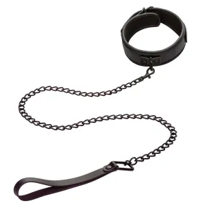 Nocturnal Halsband & Leine Leder Verstellbar Schwarz von Calexotics