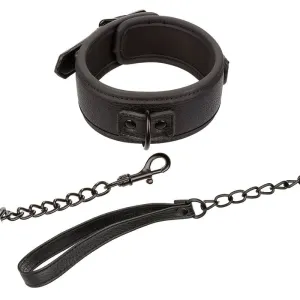 Nocturnal Halsband & Leine Leder Verstellbar Schwarz von Calexotics