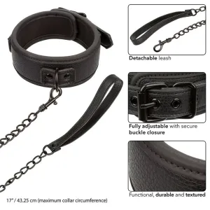 Nocturnal Halsband & Leine Leder Verstellbar Schwarz von Calexotics