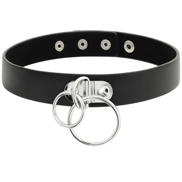 Doppelring-Halsband aus Veganem Leder von Coquette Accessories | Fesselliebe.de