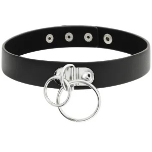 Doppelring-Halsband aus Veganem Leder von Coquette Accessories