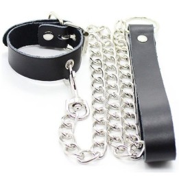 Penis-Halskette und Lederarmband mit Metallkette von Ohmama Fetish | Fesselliebe.de