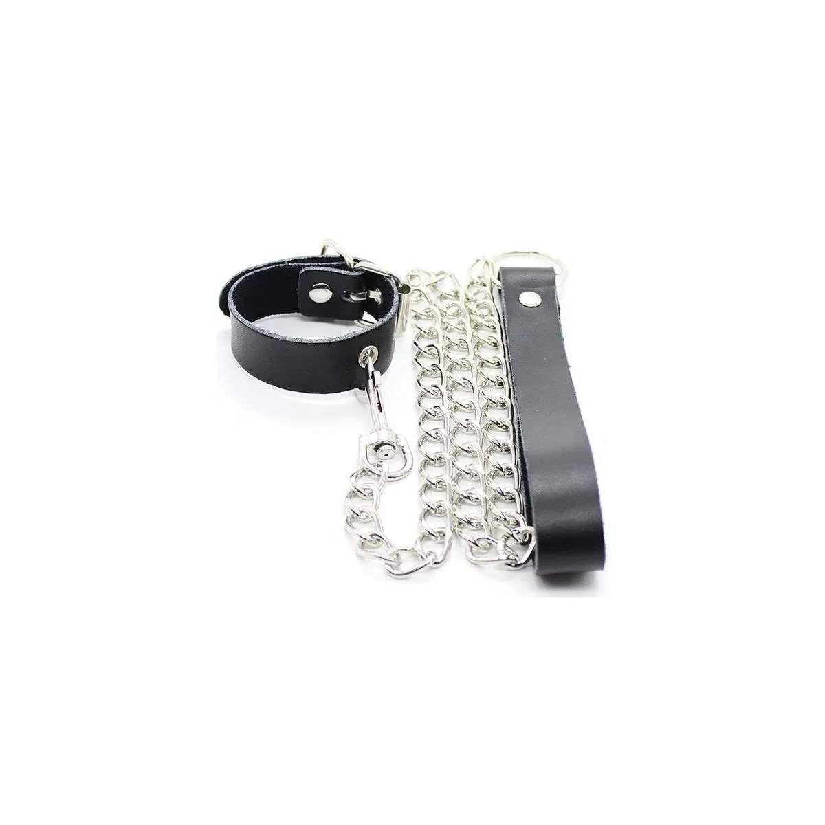 Penis-Halskette und Lederarmband mit Metallkette von Ohmama Fetish | Fesselliebe.de