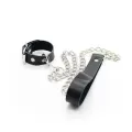 Penis-Halskette und Lederarmband mit Metallkette von Ohmama Fetish