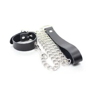 Penis-Halskette und Lederarmband mit Metallkette von Ohmama Fetish