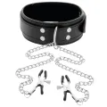 Halsband mit Nippelklammern Schwarz von Darkness Bondage