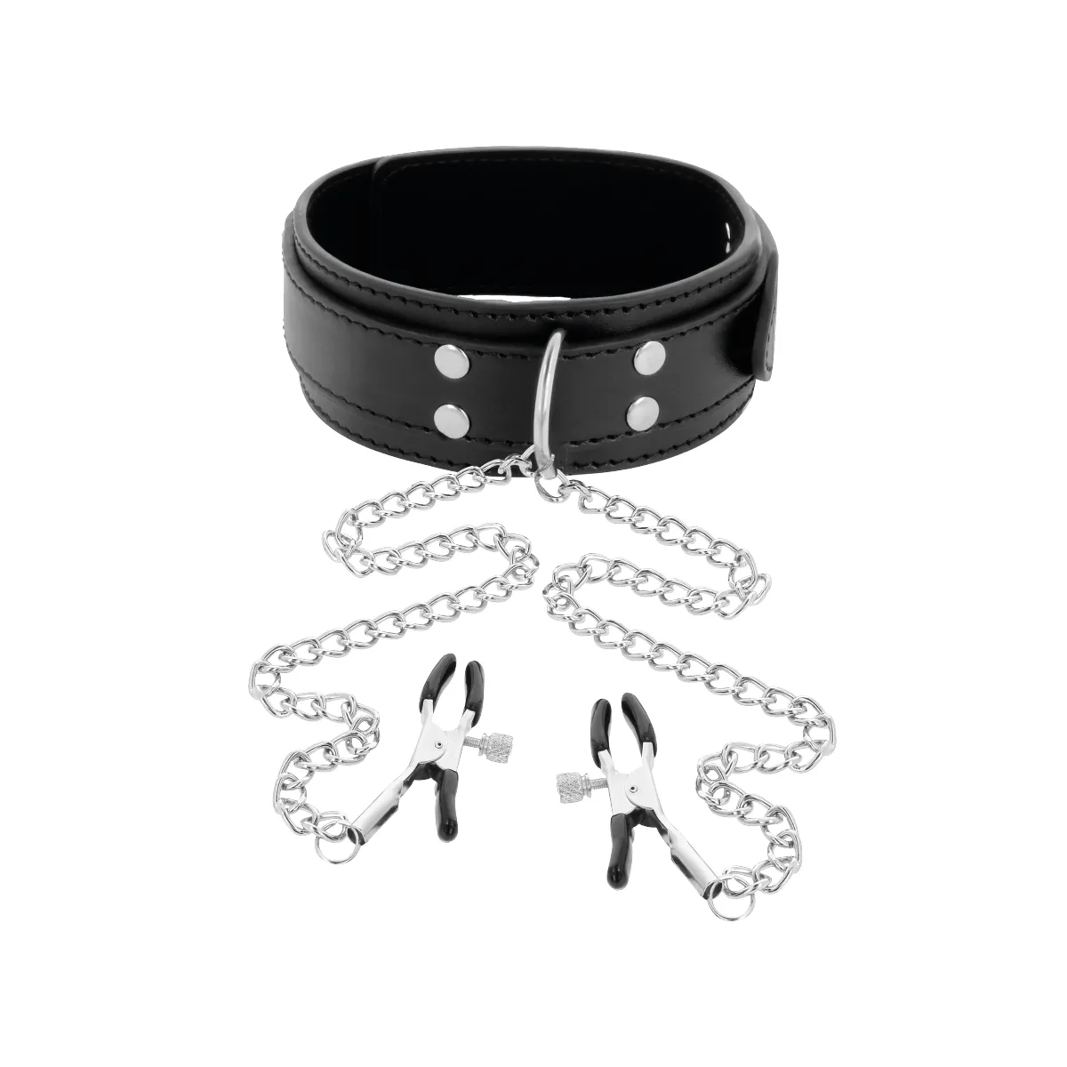 Halsband mit Nippelklammern Schwarz von Darkness Bondage | Fesselliebe.de