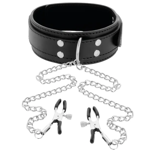 Halsband mit Nippelklammern Schwarz von Darkness Bondage | Fesselliebe.de