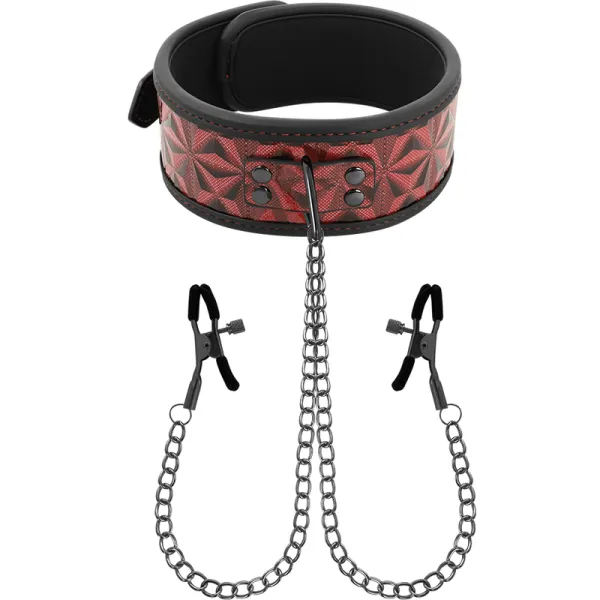 Halsband mit Nippelklemmen mit Neoprenfutter von Begme Red Edition | Fesselliebe.de