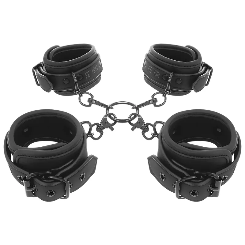 Hand- und Knöchel-Handschellen-Set mit Noprene-Futter von Fetish Submissive Bondage | Fesselliebe.de