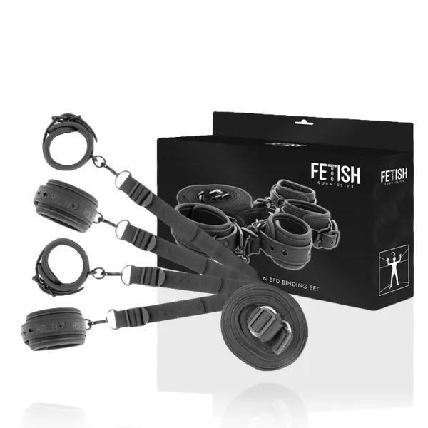 Set aus Handschellen und Krawatten mit Noprene-Futter von Fetish Submissive Bondage | Fesselliebe.de