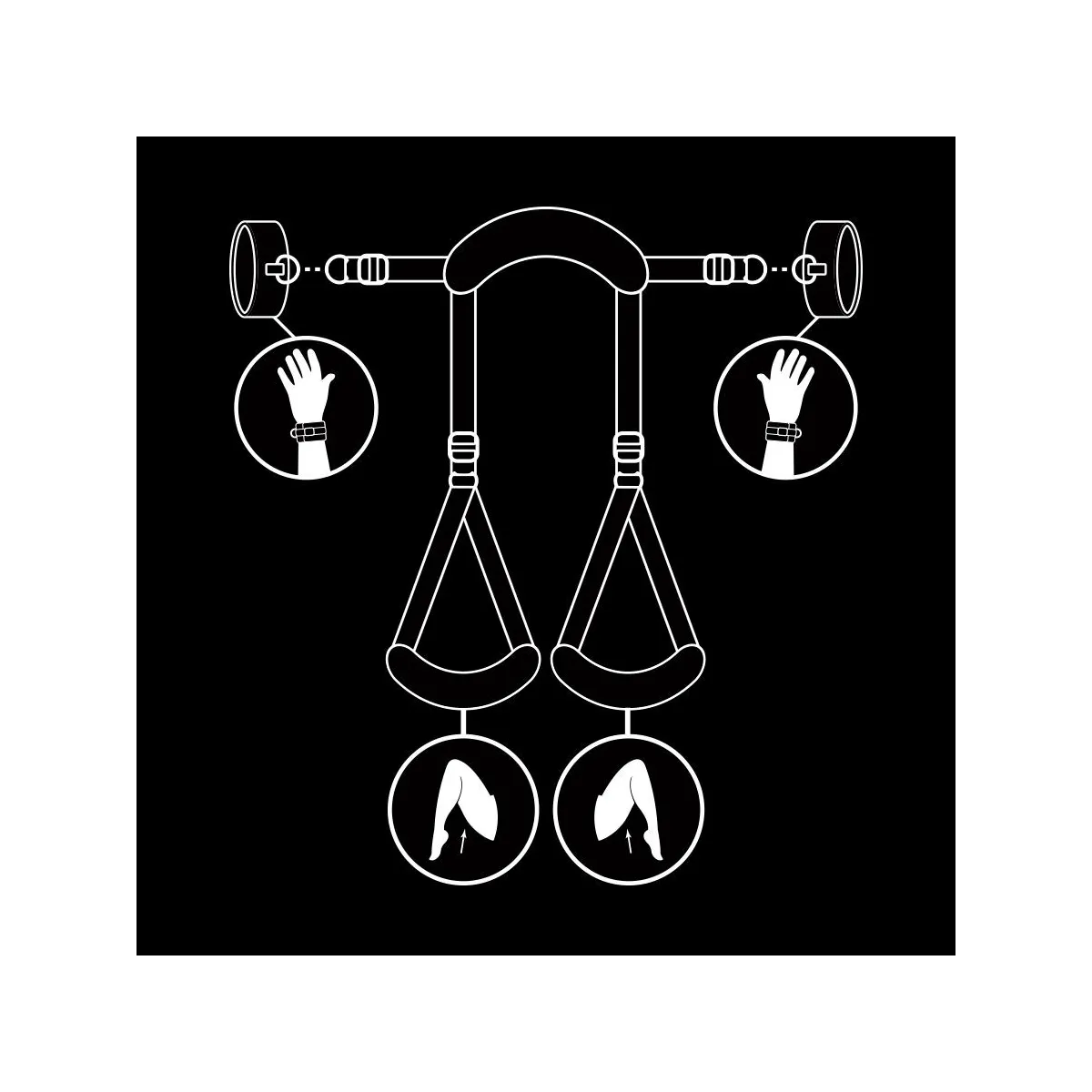 Position mit Offenen Beinen und Handschellen mit Noprene-Futter von Fetish Submissive Bondage | Fesselliebe.de