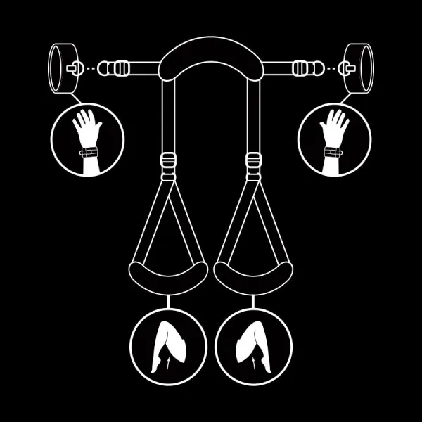 Position mit Offenen Beinen und Handschellen mit Noprene-Futter von Fetish Submissive Bondage | Fesselliebe.de