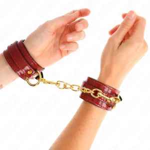 Joanna angel Handgelenkmanschetten Rot Verstellbar mit Goldkette 16,5-26 cm X 4 cm von Kink Wrist Restraint
