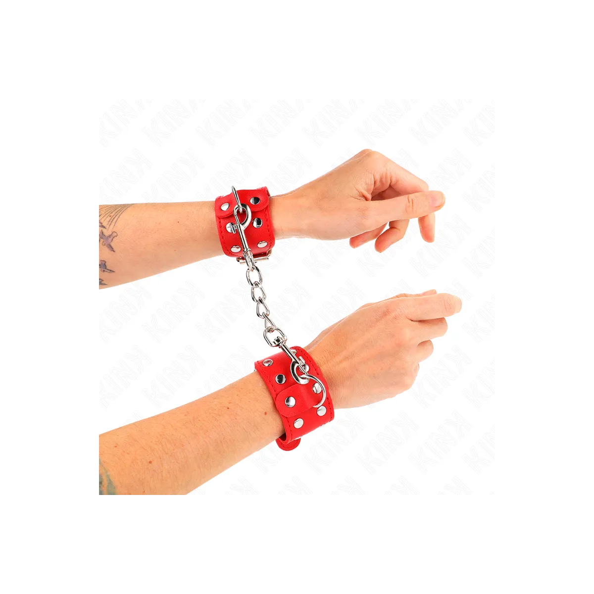 Armbänder mit Doppelter Reihe Verstellbarer Nieten Rot von Kink Wrist Restraint | Fesselliebe.de