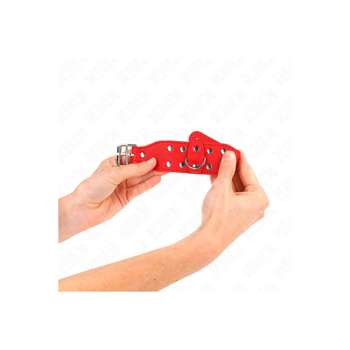 Armbänder mit Doppelter Reihe Verstellbarer Nieten Rot von Kink Wrist Restraint | Fesselliebe.de