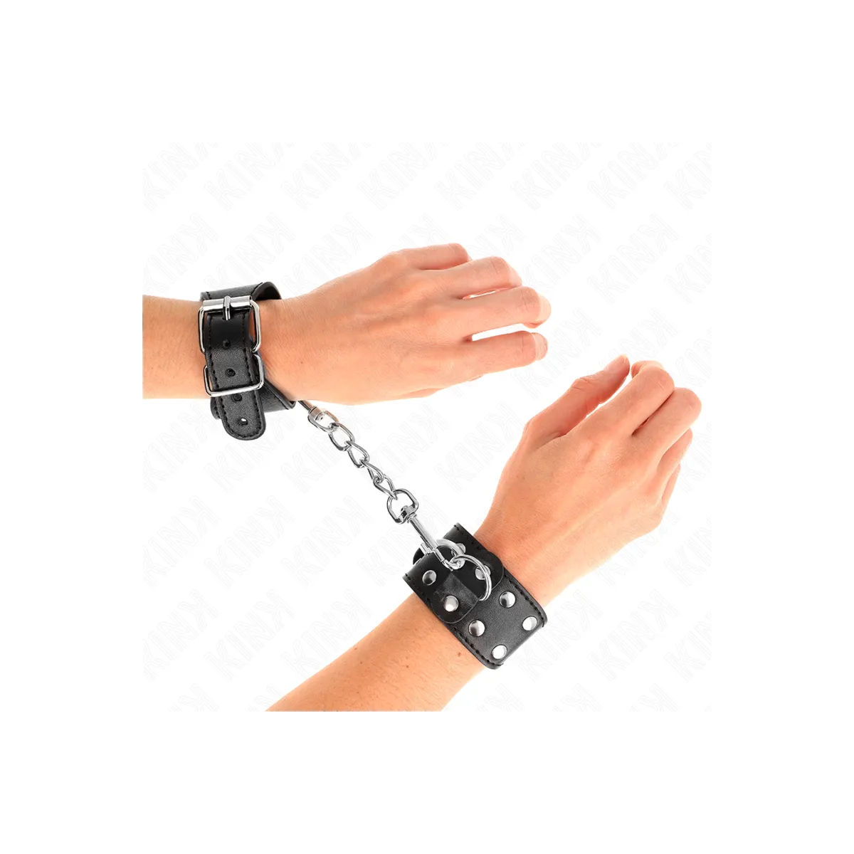 Armbänder mit Doppelter Reihe Verstellbarer Nieten Schwarz von Kink Wrist Restraint | Fesselliebe.de