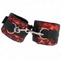Kurze Handgelenksfesseln aus Samtspitze und Nylonfessel Rot/Schwarz 23 X 6,5 cm von Kink Wrist Restraint