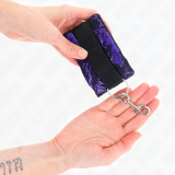 Kurze Handgelenksfesseln aus Samtspitze und Nylonbindung Lila/Schwarz 23 X 6,5 cm von Kink Wrist Restraint | Fesselliebe.de