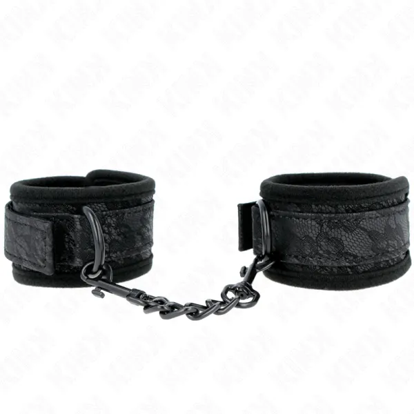 Dark Lace Cuffs Neoprene Handgelenk Manschetten Verstellbar Schwarz 20-29 cm X 5 cm von Kink Wrist Restraint | Fesselliebe.de
