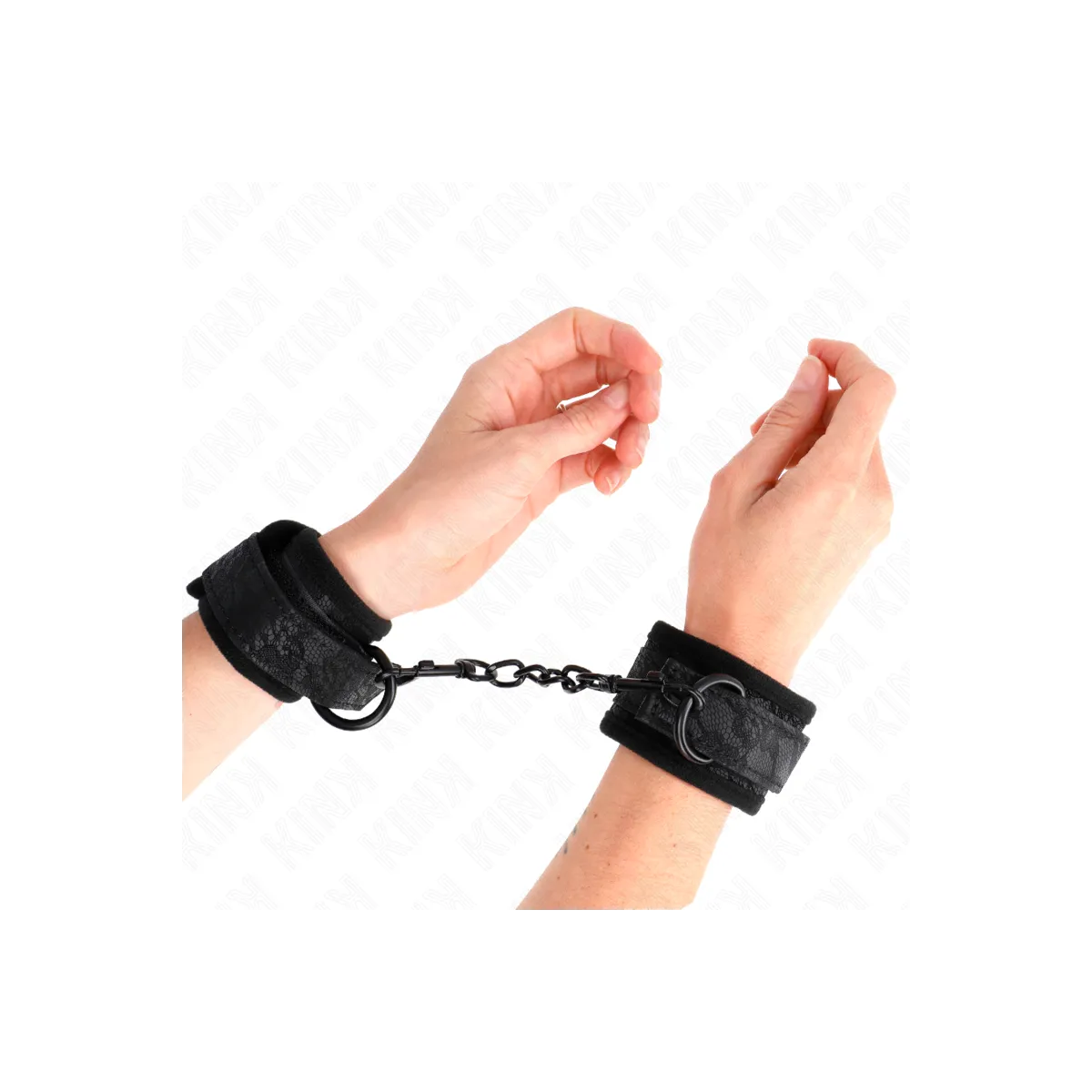 Dark Lace Cuffs Neoprene Handgelenk Manschetten Verstellbar Schwarz 20-29 cm X 5 cm von Kink Wrist Restraint | Fesselliebe.de