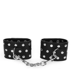 Handgelenkfesseln mit Druckverschluss Voller Nieten Schwarz Verstellbar 19-24 cm X 5,5 cm von Kink Wrist Restraint