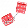 Handgelenkfesseln mit Druckverschluss Voller Nieten Rot Verstellbar 19-24 cm X 5,5 cm von Kink Wrist Restraint