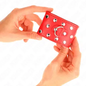 Handgelenkfesseln mit Druckverschluss Voller Nieten Rot Verstellbar 19-24 cm X 5,5 cm von Kink Wrist Restraint