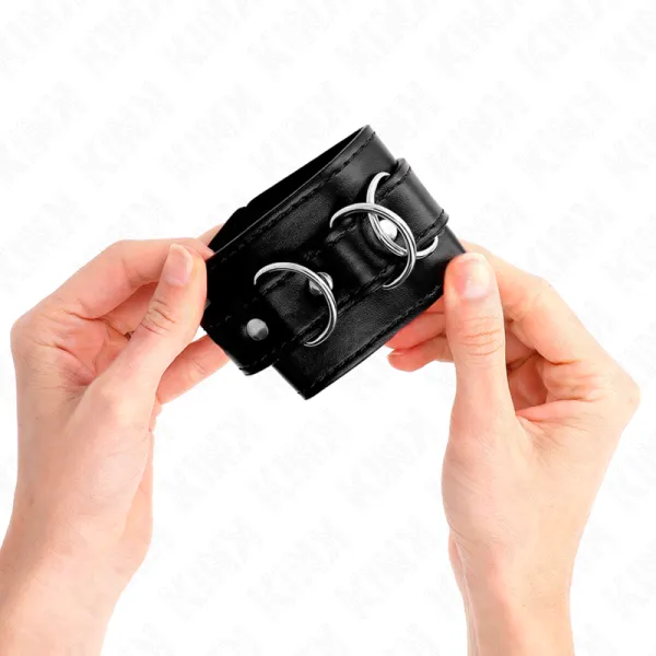 3 D-Ring Handgelenkfesseln Verstellbar Schwarz 17,5-25 cm X 6 cm von Kink Wrist Restraint | Fesselliebe.de